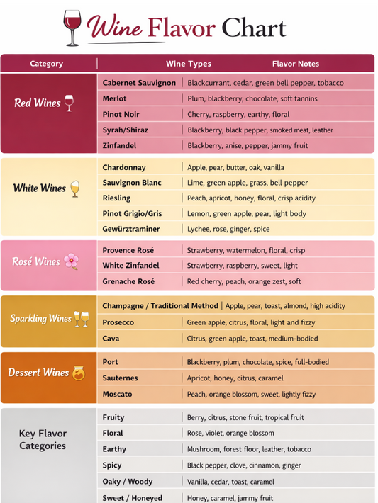 Wine Flavor Chart – Printable Wine Guide | Digital Download