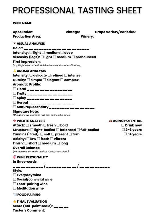 PROFESSIONAL TASTING SHEET